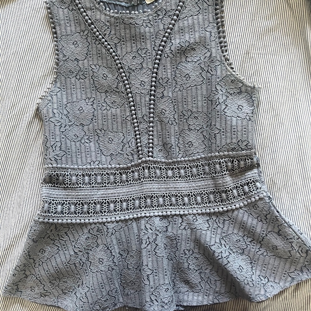 Hagel Periwinkle Blue Peplum Top – Size M – Dressy Cotton Blend